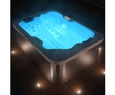 Tronitechnik Levanzo - Vasca idromassaggio per esterni, SPA, 195 x 135 cm, con riscaldamento, Bluetooth, per cromoterapia, inkl. Thermoabdeckung & Treppe