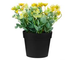 Yardwe Eucalipto Artificiale Pianta in Vaso Verde Eucalipto Cespuglio Simulazione Topiaria Arbusti per Soggiorno Casa Fattoria da Tavolo Arredamento Interno Giallo