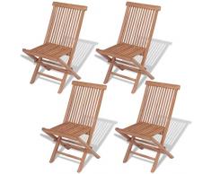 Lechnical Sedie da Giardino Pieghevoli 4 pz in Legno Massello di Teak G,Sedia da Giardino,Seggiole da Giardino,Sedie da Pranzo,Sedie da Giardino