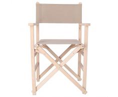 Mueblear Aranaz- Sedia da regista pieghevole - Per giardino o terrazzo esterno - Legno di faggio - Tela di pietra - 120kg