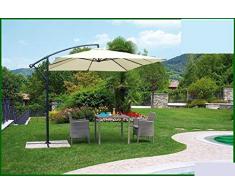Megashopitalia Ombrellone da Giardino a Sbalzo Quadrato 3x3 MT in Alluminio Beige a Banana Decentrato Ristorante Bar Locale Balcone Terrazzo Esterno con Telo in Poliestere Impermeabile