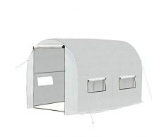 Outsunny Serra a Tunnel da Giardino per Piante e Orto Copertura in PE Estate e Inverno, 2 Porte e Struttura in Acciaio, 3x2x2m