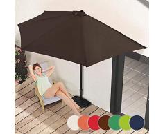 Nova Ombrellone da Parete Diametro Ø 3 m, con Manovella, Protezione UV 30+, Colore a Scelta - Ombrellone da Muro, a Parete, Balcone, Terrazzo, Giardino (Marrone)