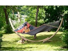 American Dream Hängemattenset con amaca grey in legno e struttura Apollo