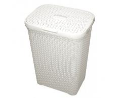 Porta biancheria rettangolare rattan con coperchio 60L Curver,avorio