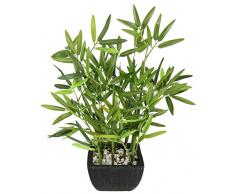 Flair Flower Pianta artificiale in ciotola con pietre decorative, erba di bambù, citronella, pianta verde, albero artificiale, albero da interni, arbusto, citronella, erba asiatica, 150975GN