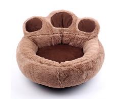 BLURY Hianiquaime Carino Letto per Cane in Peluche Morbido Lavabile Sfoderabile a Forma di Zampa Pet Nicchie Cuccia per Gatti Cani Piccoli Divano Letto Cestino per Animali Cucce M in Marrone
