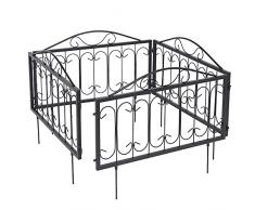 BAKAJI Bordatura da Giardino Bordo Aiuole Recinto Steccato Esterno in Metallo Verniciato a Polvere 4 Moduli Recinzione per Alberi Prati Cespugli Lunghezza 225 cm Altezza 34 Colore Nero (Design 1)