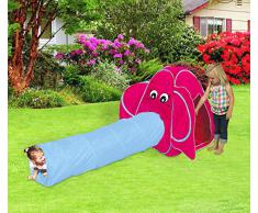Tenda da gioco elefante 287x122 x94 cm con tunnel pop up per bambini Linea Cigioki. MWS