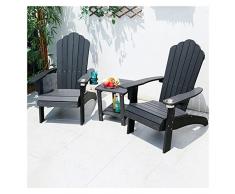 HH- Sedia Adirondack Sedie Adirondack con Portabicchieri, Classico Moderno Plastica Sedia da falò, per Patio Prato Giardino Giardino Dietro la casa, Sedie a Sdraio per Adulti (Color : Black)