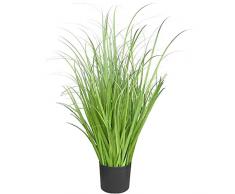 Aisamco Erba Decorativa Artificiale Vaso Verde Arbusti Artificiali Finti Pianta Erba di Grano Foglie Finte Arbusti Altezza 55 Cm per la Decorazione del Giardino dellUfficio Domestico