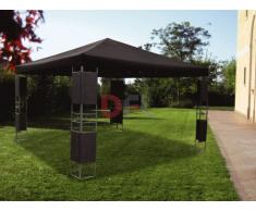GAZEBO "PRO GARDEN" MARTE mt. 3,5x3,5 IN FERRO E POLYRATTAN TELO POLIESTERE NERO
