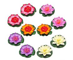 Laghetto da Giardino Piante Artificiali Fior di Loto Romantic Impermeabile per Casa Acquario Nozze 10cm-10 pezzi