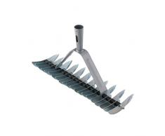 Xclou Rastrello a 32 denti in acciaio e steli conici - Rastrello da giardino in metallo per rimuovere foglie, muschio e altro - Senza manico, grigio