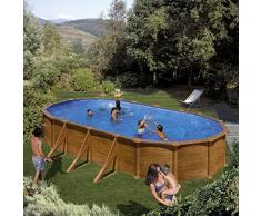 Gre KIT730W - Piscina Ovale 6 Rinforzi Laterali Decorazione Legno Dim: 730x375 h 120