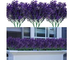 Jewlri 12 Pezzi Fiori Artificiali Arbusto Artificiale Finti Piante Decorazione Fiori di Plastica Convallaria per Casa Giardino Patio Ufficio Matrimonio Decorazioni Lila