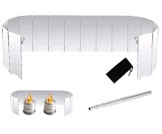 Kellegour Parabrezza per Fornello da Campeggio,Parabrezza Pieghevole in Alluminio,16 Lame Paravento Fornello Campeggio,con Tubo di Soffiaggio Telescopico,per Esterni,Escursioni,Barbecue,Sopravvivenza