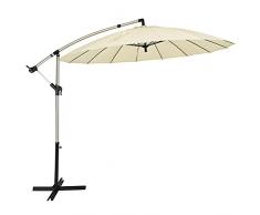 COSTWAY Ombrellone da Giardino, Ombrellone da Esterno con Inclinazione Regolabile e 16 Costole, Protezione UV, Diametro 3M, Ideale per Piscina, Balcone, Giardino, Bar, Beige