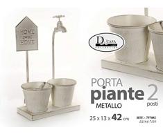Gicos Vaso vasetto Porta pianta in Metallo Shabby Chic 25 * 13 * 42 cm 2 posti Decoro Sweet Home RTE-757082