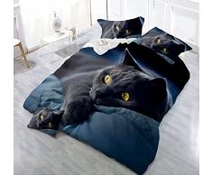 4PIECE Dark Night Black Cat 3D set copripiumone stampe animali set matrimoniale trapunta copertura