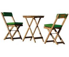 Unbekannt Stern 626750 Set da balcone Pablo 3 pezzi, 2 Sedie Pieghevoli, 1 tavolo pieghevole, ø 60 cm, con 2 Cuscini Set di 2 pezzi, rivestimento in poliestere, colore: verde scuro