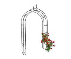 Relaxdays Arco per Rose/Piante Rampicanti con Punte Decorative HBT 242 X 138 X 35.5 cm, con Puntoni per Maggiore Stabilita´, 242 X 138 X 35.5 cm, Nero