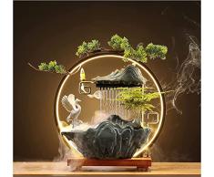 Lifeup Gru Fontana Zen da Interno Cascata con Luce LED Fontane Dacqua per Interni per La Meditazione con Di Decoro Giapponese con Piante Finte Decorazione Feng Shui per Ricchezza