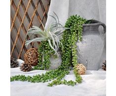 JUSTOYOU 2 Pezzi 97 cm Filo Artificiale Appeso di Perle pianta Verde Vero Tocco Aloe Vera Spina succulenta Piante Artificiali per Interni Esterni Giardino Arredamento Bagno