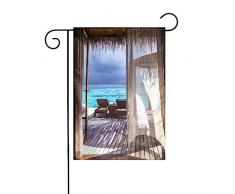 Romantico bungalow in legno stampa bandiera da giardino bandiere da cortile double face per casa giardino cortile decorazione esterna 30 x 45 cm