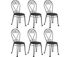 Casa Padrino set di 6 sedie da giardino Art Nouveau nero 40 x 40 x A. 92 cm - Eleganti sedie in ferro battuto - Mobili Nostalgici da Giardino e Gastronomia