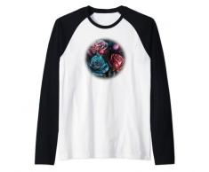 Bellissimo mazzo di rose che sboccia, blu, rosso, bei fiori Maglia con Maniche Raglan