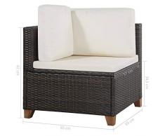 vidaXL Divani Set da Giardino 15pz Polyrattan Marrone e Bianco Poltrone Sofà