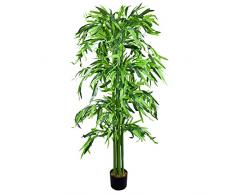 Bambù Pianta Albero Artificiale Plastica con Legno Naturale 140cm Decovego