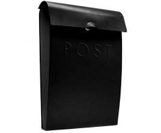 Maison & White Post Box a muro | Cassetta postale esterna in acciaio zincato | Postbox esterno resistente alle intemperie (nero)