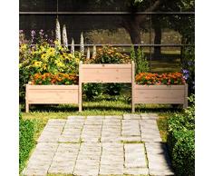 Tidyard Fioriera,Fioriera Rialzata,Fioriera in Legno,Fioriera da Esterno Grande,Aiuola Rialzata da Giardino,Fioriera Componibile,3 vasi,Fioriera per Balcone e Terrazza,245,5x44x75 cm