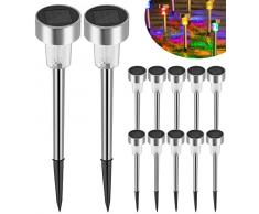 MINSHUXI Lampada Solare Giardino 12 Pezzi Solari Giardino Esterno IP65 Impermeabile LED Luci Solari Giardino Lampade Solari Terra per Prati,Giardino,Sentieri (Colorato)