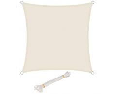 WOLTU Vela ombreggiante 4x4m in PES 160 g/m² Impermeabile Tenda a Vela Parasole Quadrato Protezione Solare Respirante Anti UV Giardino Esterni Crema