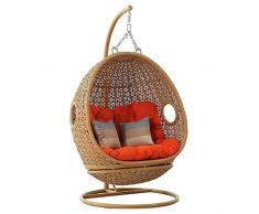 Allegro vimini appeso sedia rattan altalena amaca uovo sedie - telaio in alluminio con cuscini resistenti allacqua sedia altalena interni colore legno (colore : legno colore)