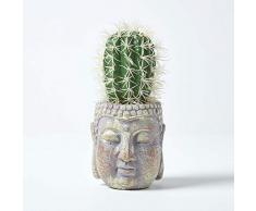 Homescapes Cactus artificiale in vaso testa di Buddha Echinocactus 24 cm