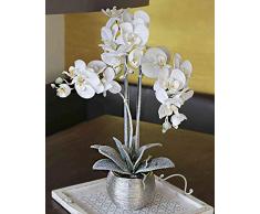 artplants.de Orchidea phalaenopsis Artificiale Karen, Vaso Decorativo, ghiacciato, Bianco, 60cm - Fiore Finto - Orchidea di plastica