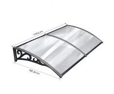 MVPOWER Pensilina Tettoia per Porta Balcone Esterno Tenda da Veranda Pensilina Alveolare in Policarbonato (190*98.5cm, Nero)