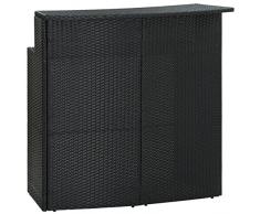 QIONGHA Tavolo da Bar Tavolo da Cucina Tavolo da Pranzo Alto Tavolo Bar Tavolo da Bar per Esterni Nero 120x55x110 cm in Polyrattan