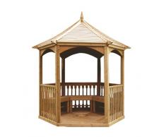 MIO-GIARDINO Brompton - Gazebo esagonale in legno per giardino - tetto in legno - pavimento incluso - misure : ø 270 cm - h 310cm