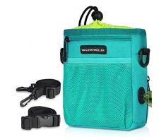Waldseemüller Borsa Addestramento Cane, Sacchetto Addestramento Cani, Cane Snack Borsa con Cintura Regolabile e Tasche per Smartphone, Borsa Cibo Cani per Allenamento Allaperto(Blu Pavone)