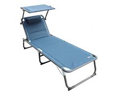 Homecall 30038 Lettino da Spiaggia in Alluminio con Parasole, Schiuma ad Asciugatura Rapida, XXL, Blu