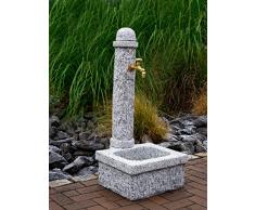 IDYL Fontana da giardino in granito, resistente al gelo, altezza 100 cm, colore grigio, realizzata a mano, decorazione asiatica per giardino e soggiorno, lavorazione artigianale raffinata e di alta