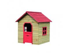 Casetta casa in legno rossa bambini H140P125L120 giardino esterno gioco C1527025