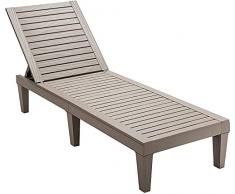 GYMAX Sdraio Prendisole da Esterno, Lettino Prendisole in Plastica Reclinabile in 5 Posizioni, Ideale per Terrazzo, Giardino, Cortile, con Portata di 180 kg, 190 x 57,5 x 29 cm (Marrone)