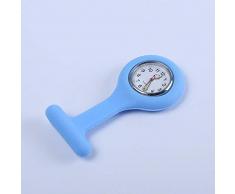 LLRR Orologio da Tasca per,Tavolo da Appendere Luminoso per Infermiera in Silicone, Orologio da Tasca per Studenti Orologio in Pietra-Azzurro Cielo,Orologio Infermiere Spilla