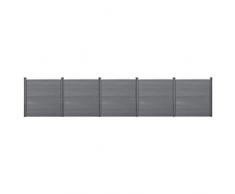 neu.holz Steccato per Giardino Recinzione Staccionata WPC 183 x 879 cm 6 Colonne 45 Doghe Grigio